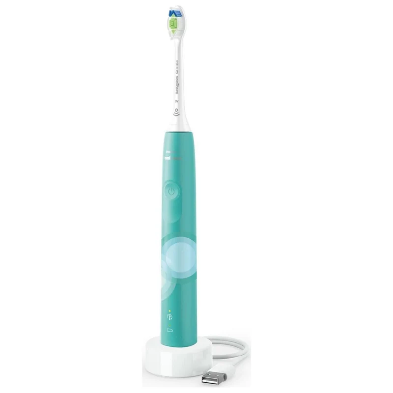 Philips Sonicare 4100 Series Spazzolino Elettrico Sonico HX3689/43 - Adulto, 31000 mov/min, Timer 2 min, Batteria Litio Ricaricabile, Turchese