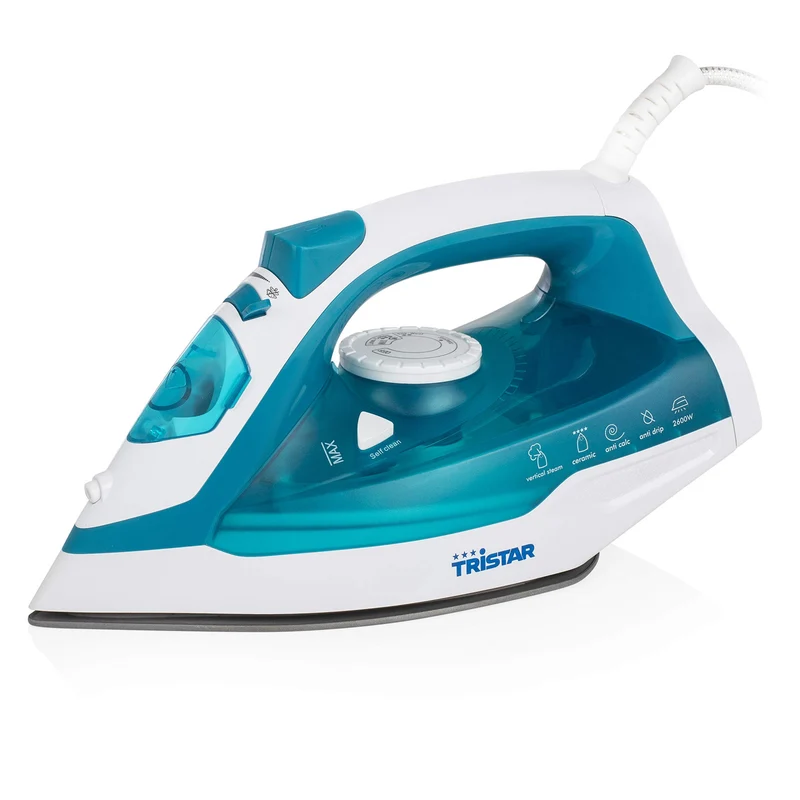 Tristar ST-8320 Ferro da Stiro a Vapore 2600W, Piastra in Ceramica, 25 g/min, Serbatoio 370ml - Blu