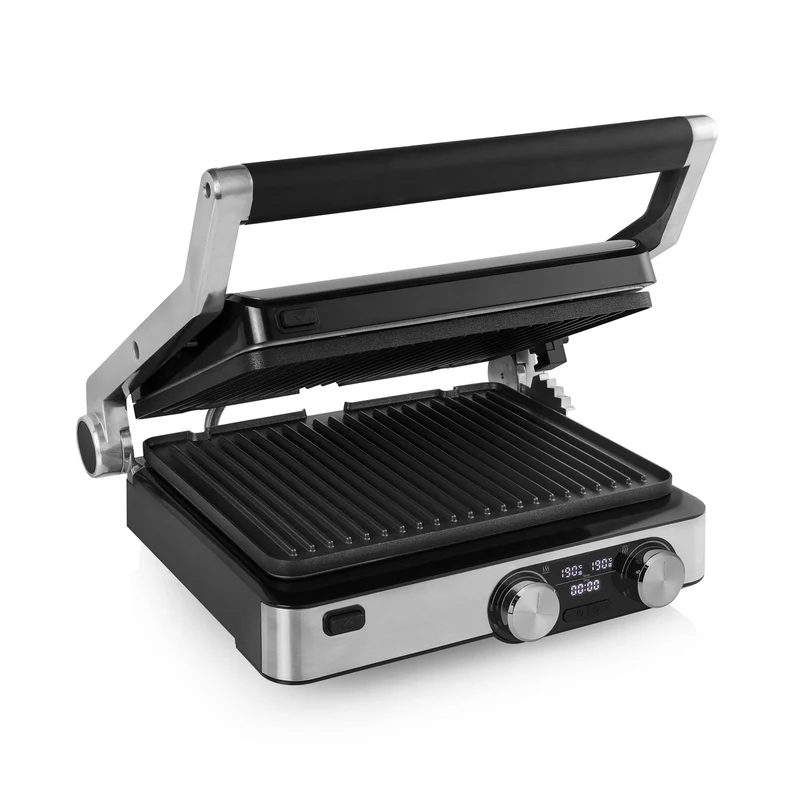 Princess Griglia Elettrica Grill Master Pro 117310 2000W, 2 Termostati Regolabili, Piastra 29x23 cm, Argento/Nero