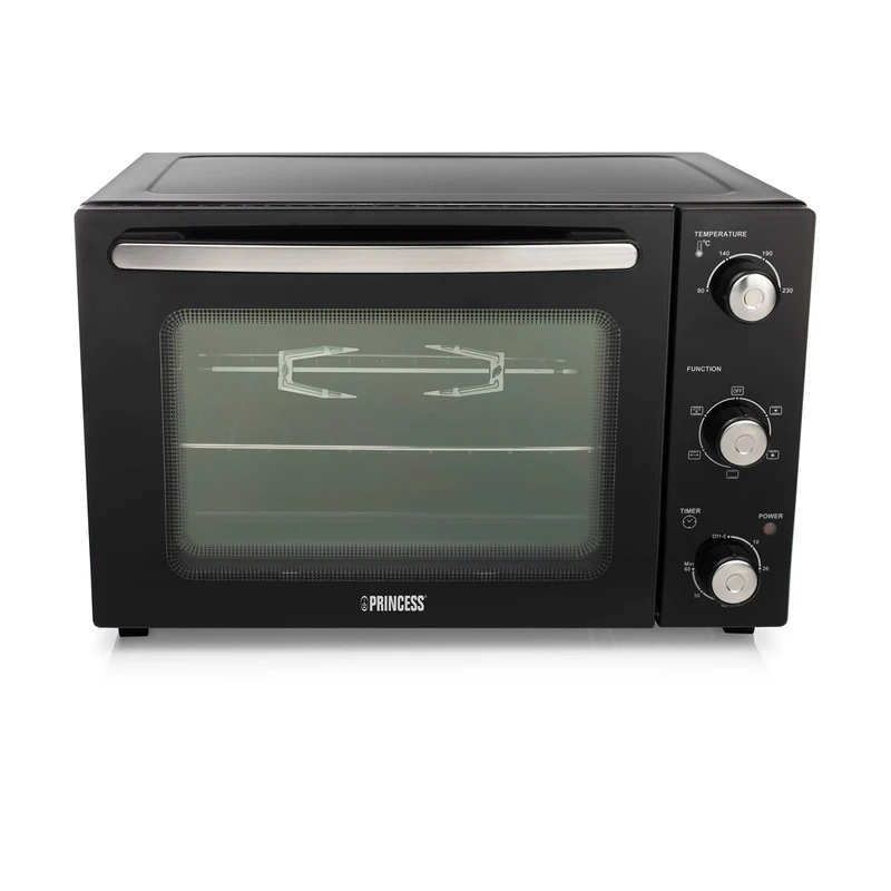 Princess Forno Elettrico Ventilato 112751 32L 1500W con Girarrosto, Nero