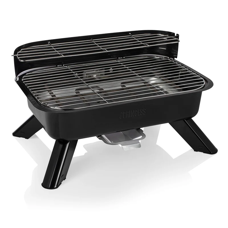 Princess Barbecue Ibrido 112252 Elettrico e Carbonella 2000W Da Tavolo Nero