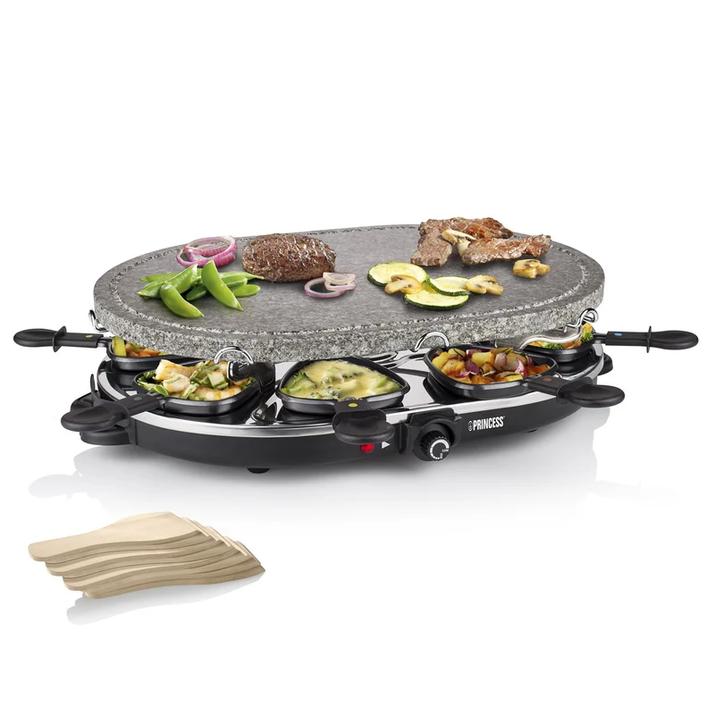 Princess Raclette 162720 Grill Pietra Ovale 8 Persone 1200W Nero
