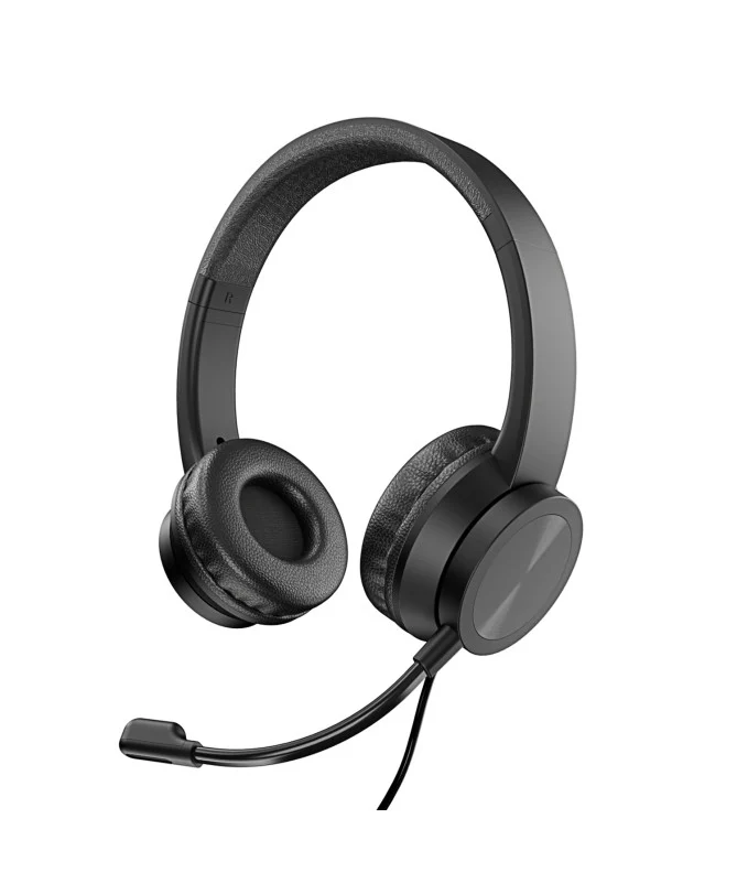 Vultech HS-03 Cuffia USB Cablata con Microfono Cancellazione Rumore per Ufficio Nero