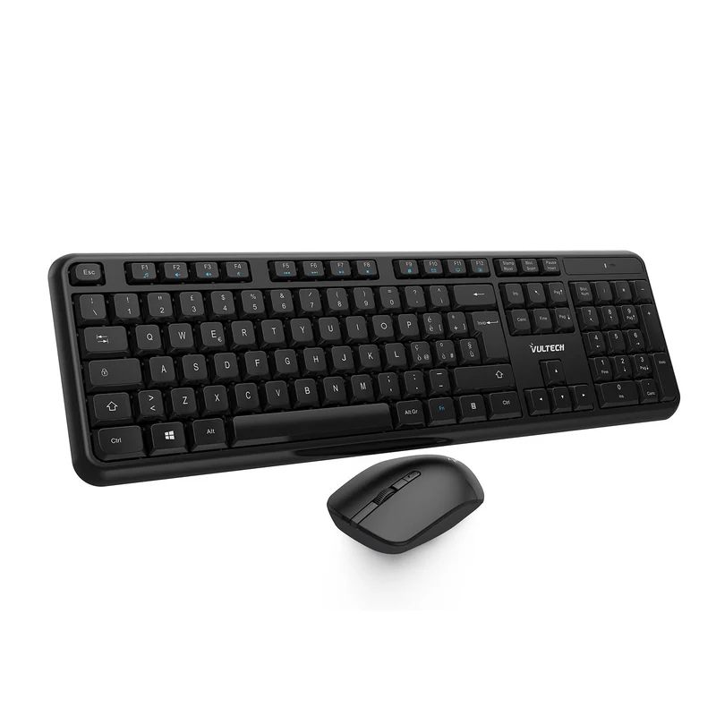 VULTECH KM-811W Kit Tastiera e Mouse Wireless Italiano Silenzioso con Protezione Liquidi
