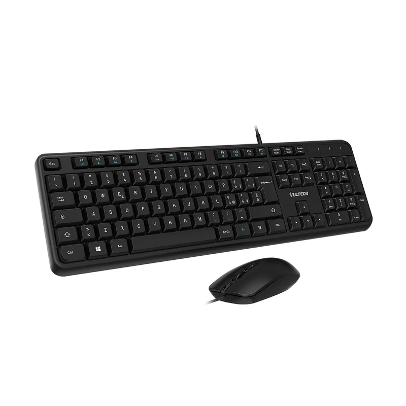 VulTech KM-811 Kit Tastiera e Mouse USB Cablati Silenziosi Layout Italiano QWERTY