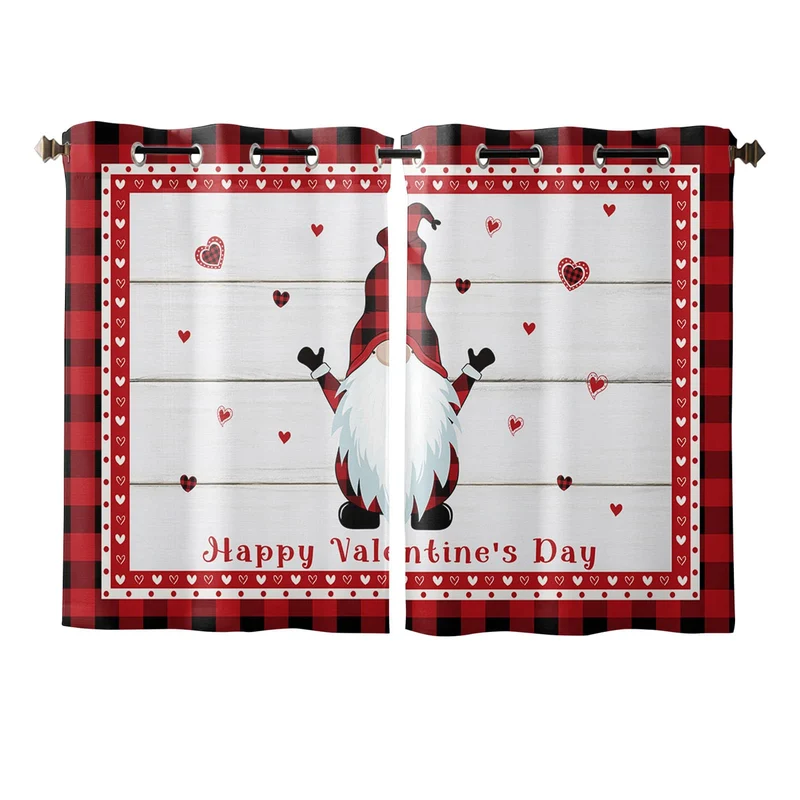HOMECOLLECT Tenda Semitrasparente San Valentino Gnomo Rosso 132x183cm 2 Pannelli