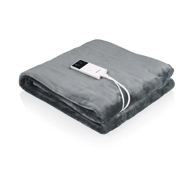 Tristar Coperta Elettrica BW-4780 in Pile 160x130 cm 80W 10 Impostazioni Telecomando Rimovibile Lavabile in Lavatrice Grigio