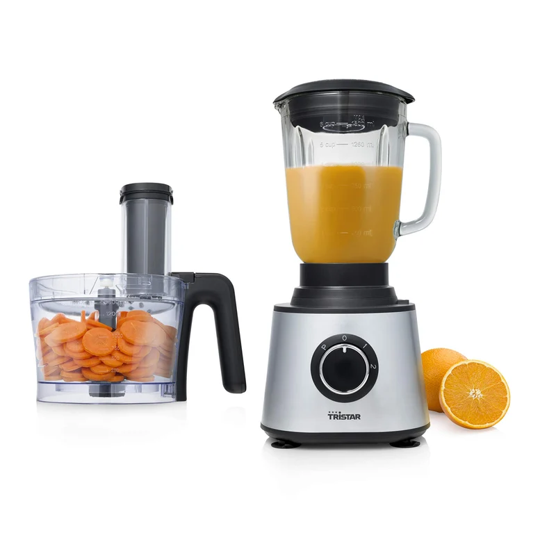 Tristar MX-4823 Robot da Cucina Multifunzione 4 in 1, 600W, 1,5 L, Trita Affetta Grattugia, Lame Acciaio Inox