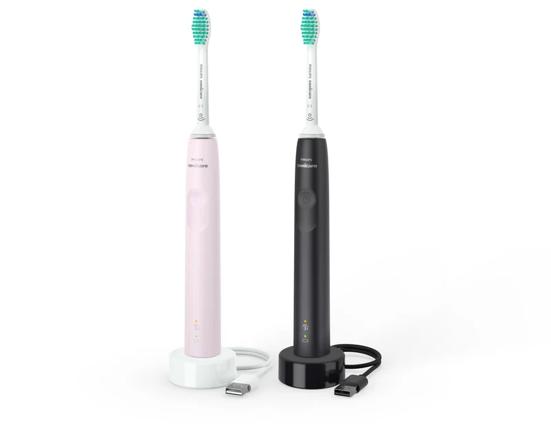 Philips Sonicare 3100 HX3675/15 Spazzolino Elettrico Sonico Adulti Nero Rosa 2 pz