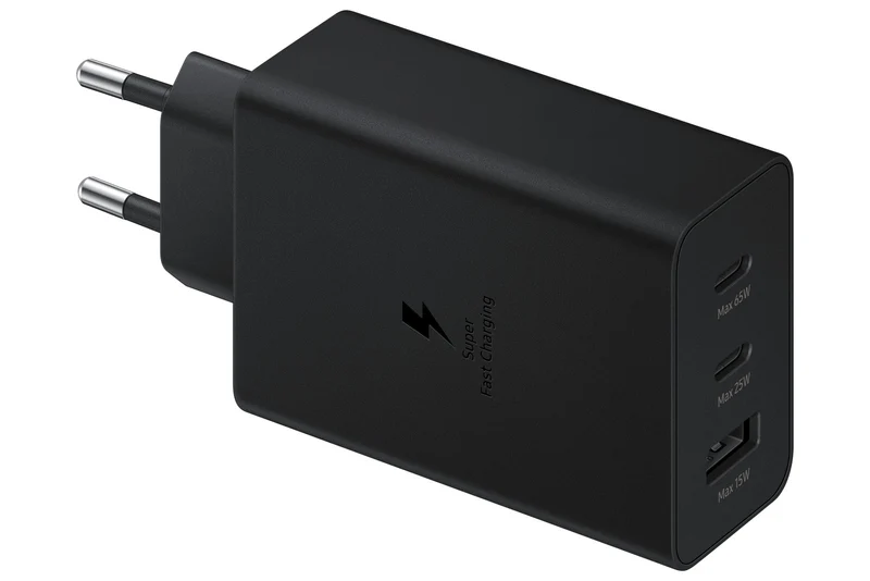 Samsung EP-T6530 Caricabatteria 65W 3 Porte Carica Rapida Nero per Dispositivi USB