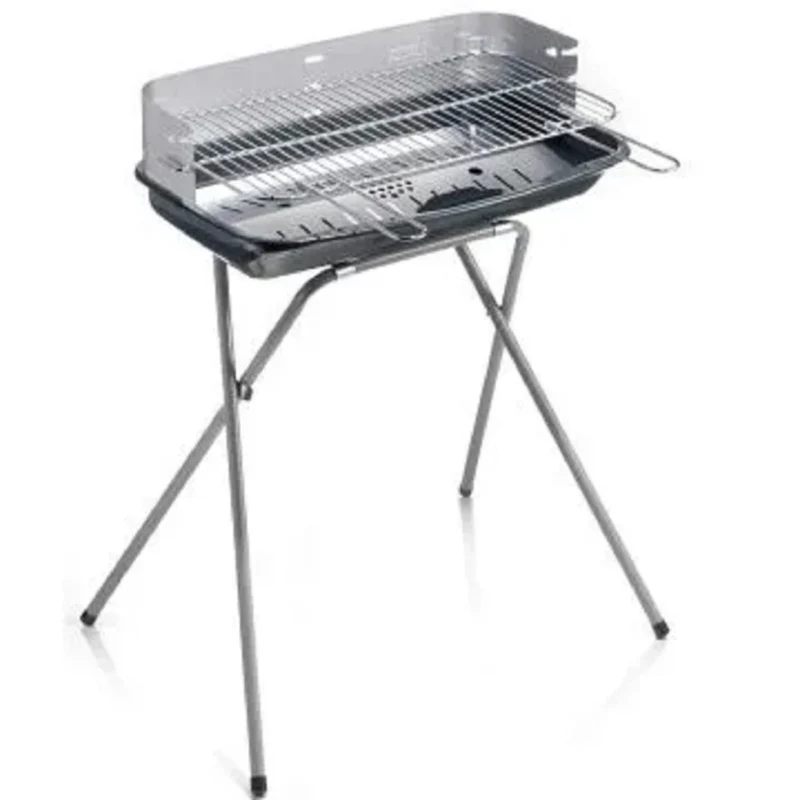 Ompagrill Barbecue Carbonella Portatile 60400 60cm Acciaio Alluminato Griglia Regolabile