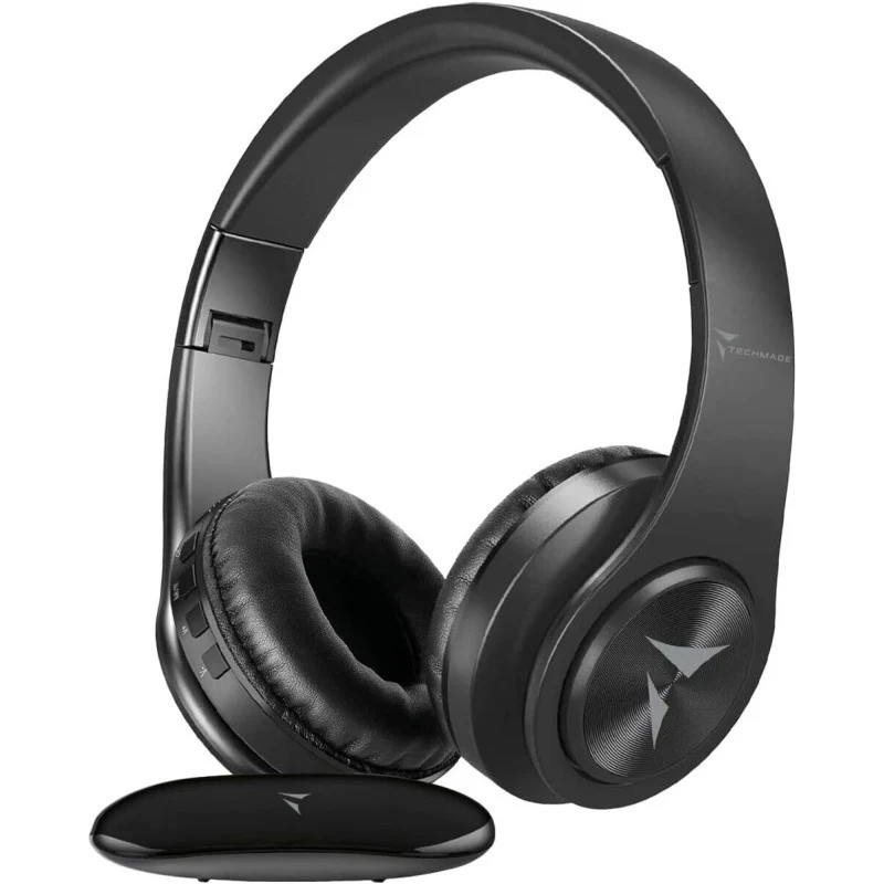 Techmade TM-YH690 Cuffie Wireless per TV On-Ear con Ricevitore UHF, Ingresso Ottico e AUX, 30m