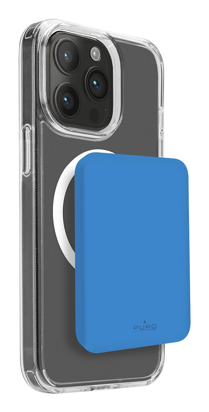 PURO Power Bank Mini Power Mag 4200mAh MagSafe per iPhone 12 e Successivi Wireless USB-C Blu