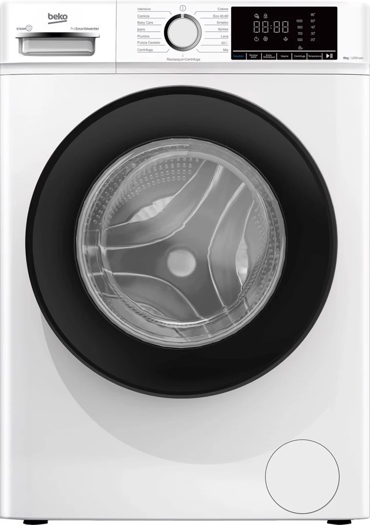 Beko Lavatrice BMX8126DB 8 kg 1200 Giri/min Carica Frontale Classe A Inverter Vapore Bianca