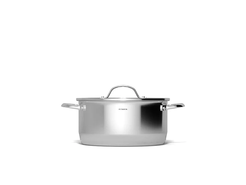 Pensofal Casseruola Svasata Alta in Alluminio Satinato Riciclato, Ø 28 cm, 3,5 L, 2 Maniglie Inox, Adatta al Forno fino a 300°C