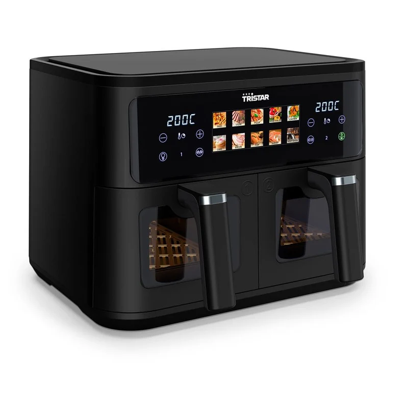 Tristar FR-9075 Friggitrice ad Aria Doppio Cestello 9 L 2500 W Nero