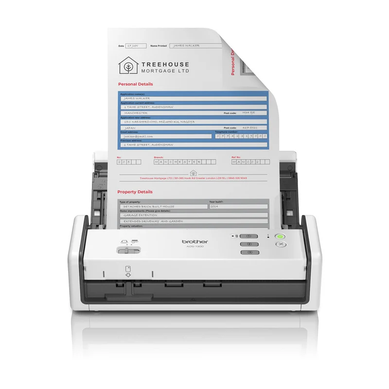 Scanner Brother ADS-1300 Portatile A4 Fronte/Retro ADF 1200 DPI USB Bianco