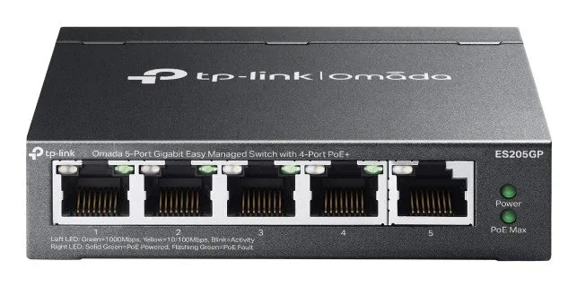TP-Link ES205G Switch Ethernet Gigabit Gestito 5 Porte PoE+ Cloud Nero