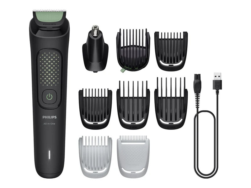 Philips Regolabarba Multigroom All-in-One MG3945/15 Serie 3000, 9 Accessori, Autonomia 90 min, Nero