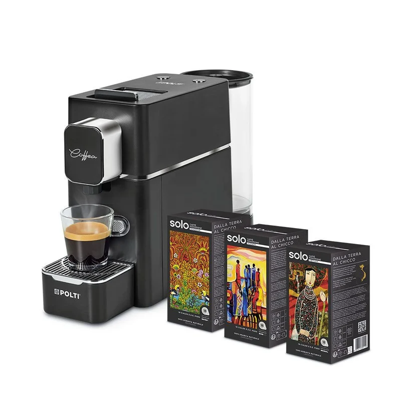Polti Coffea S15B Macchina Caffè Capsule E.S.E. 19 Bar 3 Temperature Nero/Argento