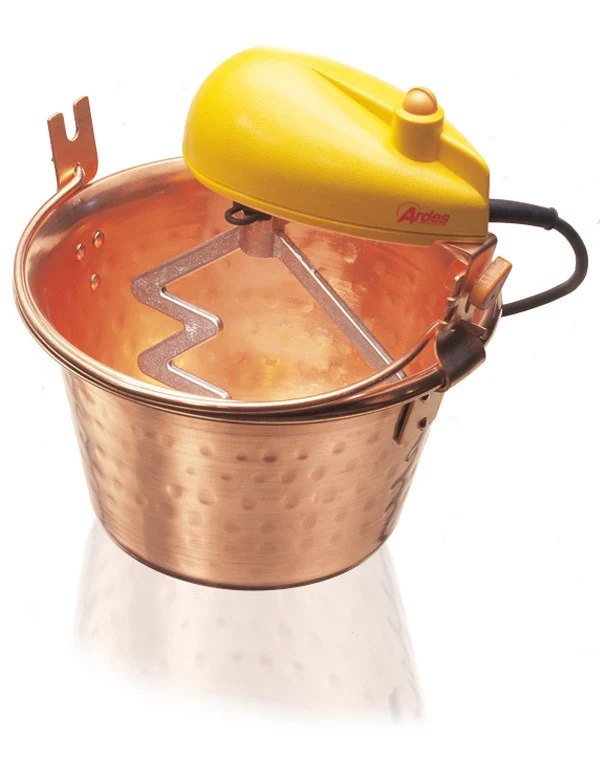 Ardes 2480 Sbattitore con base rame e giallo, ciotola in rame 28 cm, 10W