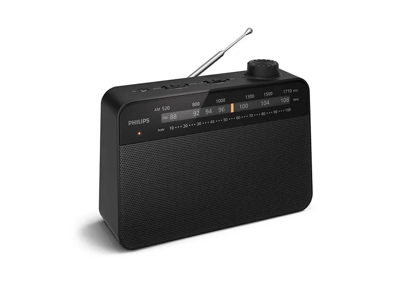 Philips TAR2509/10 Radio Portatile Analogica AM/FM Nero con Altoparlante e Uscita Cuffie