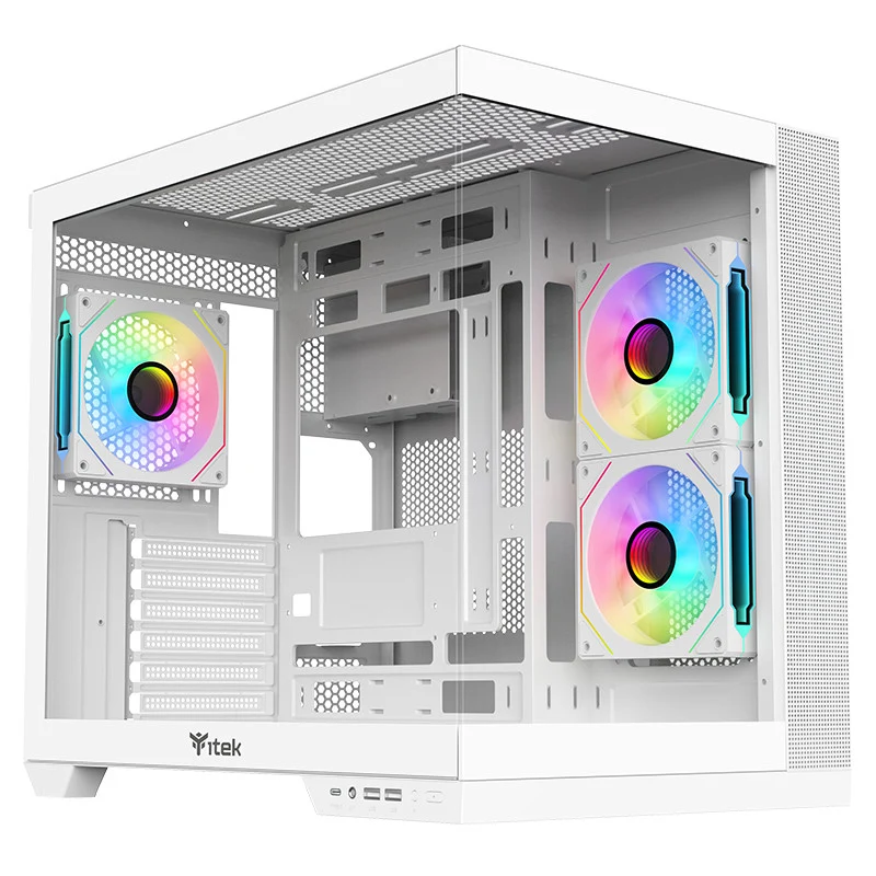 itek DARK CAVE DS Case Tower Bianco per Gaming ATX/microATX/Mini-ITX con Illuminazione