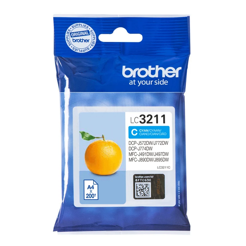 Brother Cartuccia Originale LC3211C Ciano - Resa 200 pagine per Stampanti Brother