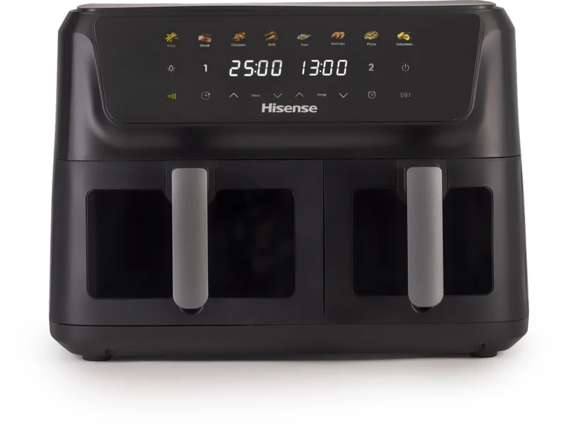 Hisense Friggitrice ad Aria Calda HAF2700DCD 11L Doppio Cestello 2700W 8 Programmi Touch Nero