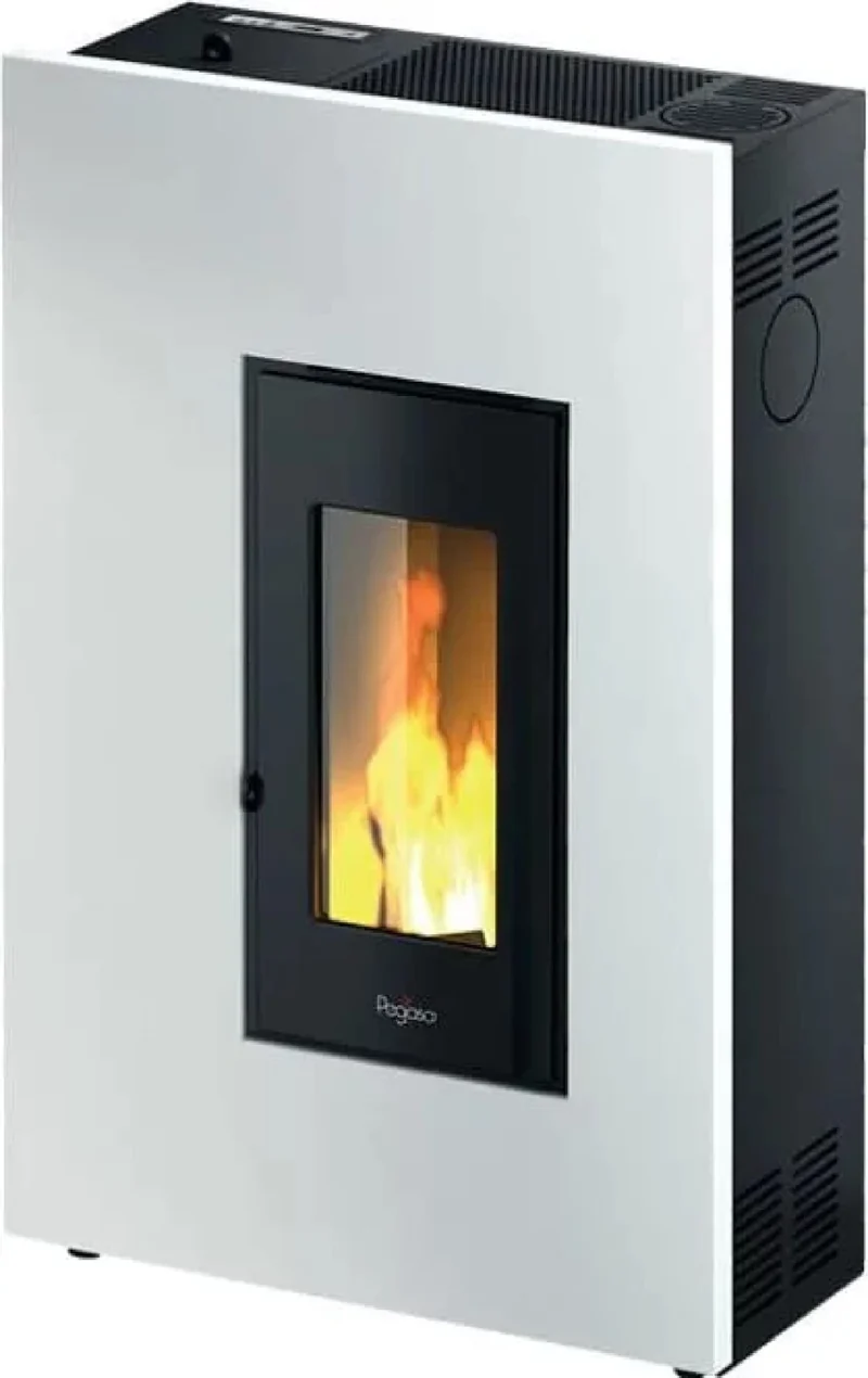 Pegaso Stufa a pellet Madison 5 Slim Bianco 5 kW Salvaspazio Rivestimento Acciaio