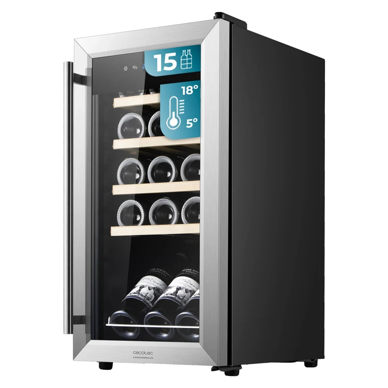 Cecotec GrandSommelier 1550 Inox Cantinetta Vino 15 Bottiglie 5-18°C Compressore