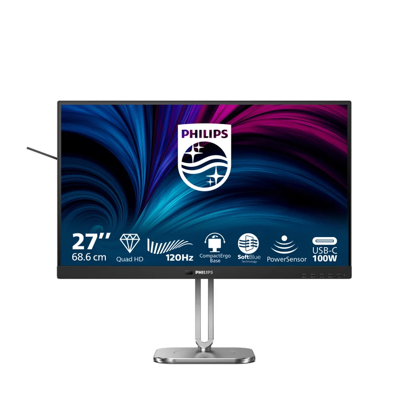 Philips Monitor PC 27B2U4601/00 27" Quad HD IPS USB-C 120Hz Grigio per Ufficio