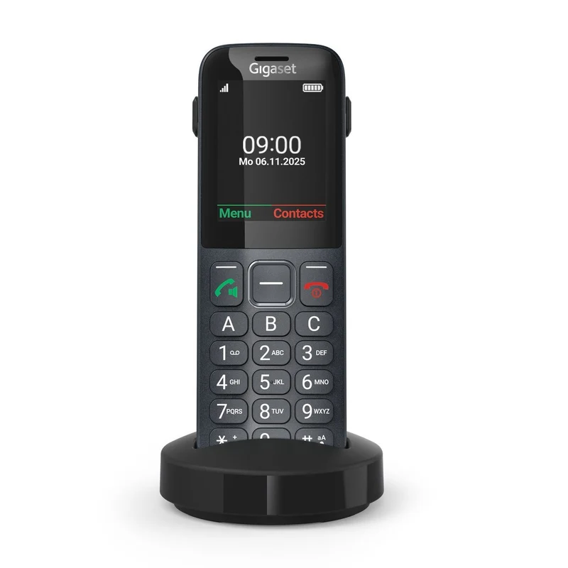 Gigaset Comfort 600 SIM Telefono Cordless 4G VoLTE, Display 2,4" TFT, Bluetooth 5.0, Batteria 1000 mAh, Singola SIM, Nero/Grigio