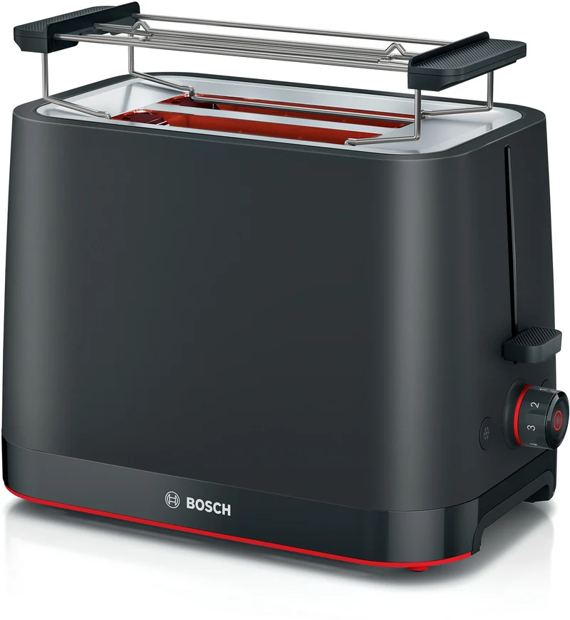 Bosch Tostapane Compatto TAT3M123 2 Fette 950W Nero con Griglia Scalda-panini