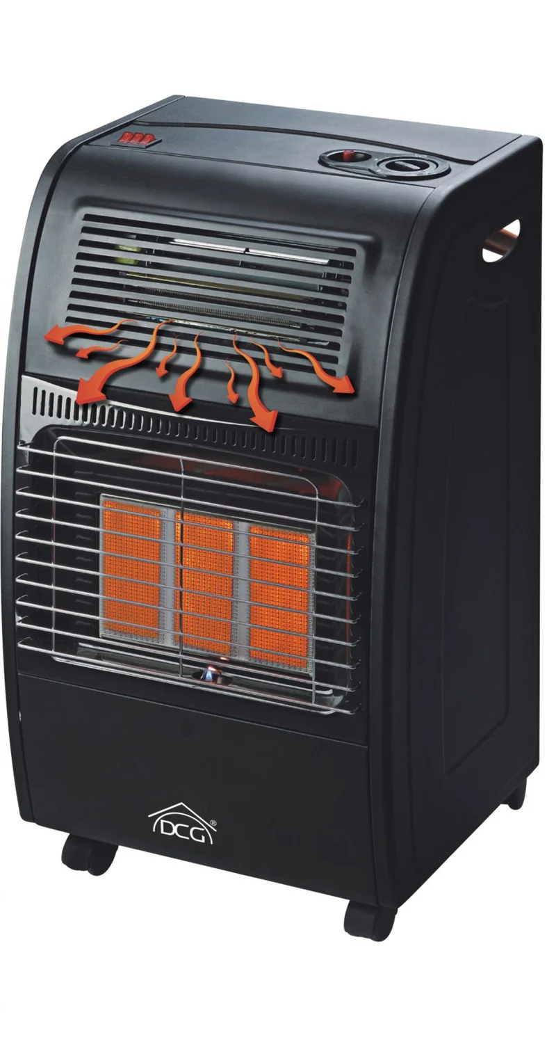 DCG Eltronic GH09 Stufa a Gas Infrarossi Turbo 4200W 3 Livelli Nero per 80m²