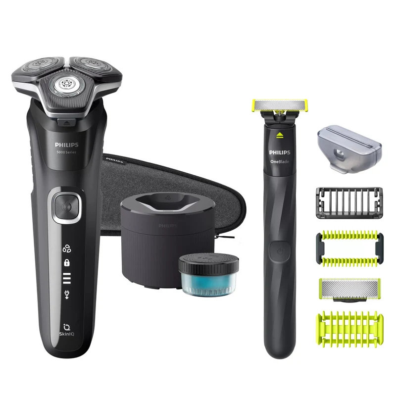 Philips Rasoio Elettrico Serie 5000 S5898/79 Wet & Dry Cromo 3 Testine 60min