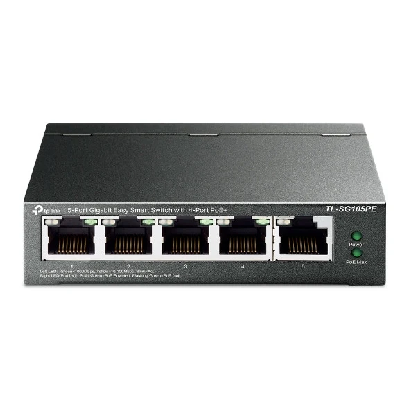 TP-Link TL-SG105PE Switch di Rete Gestito L2 5 Porte Gigabit PoE+ Nero