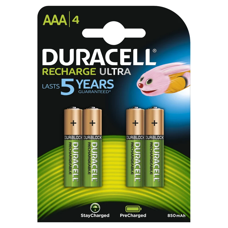 Duracell StayCharged Batterie Ricaricabili AAA NiMH 800mAh 4 pezzi Mini Stilo