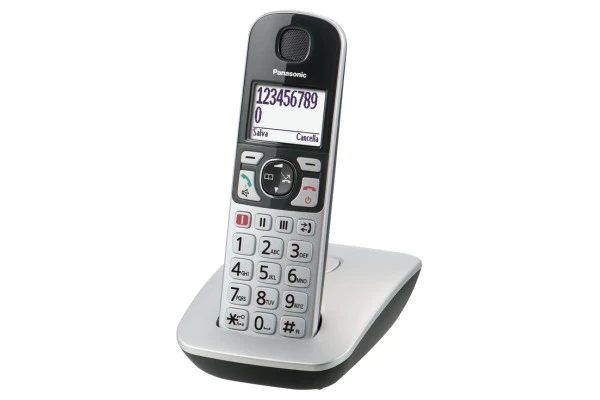 Panasonic KX-TGE510JTS Telefono DECT Cordless Argento per Anziani con Vivavoce