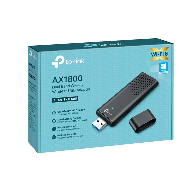TP-Link Archer TX1800U Adattatore USB Wi-Fi 6 Nero 1800Mbps Ultra-Compatto USB 3.0