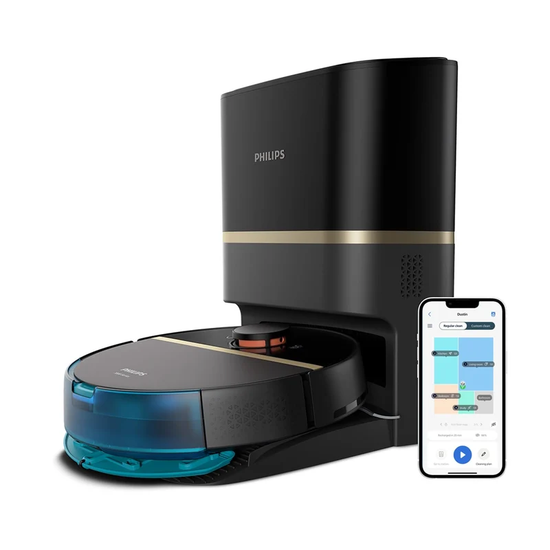 Philips HomeRun Serie 7000 Aqua XU7100/01 Robot Aspirapolvere e Lavapavimenti, 5000 Pa, Navigazione Laser LDS, Stazione Svuotamento Automatico, Batteria 5200 mAh 180 min, Wi-Fi, Filtro EPA