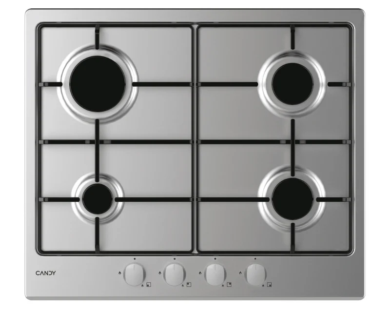 Candy CHW6BRX Piano Cottura Gas 4 Fornelli da Incasso in Acciaio Inox 59,5 cm