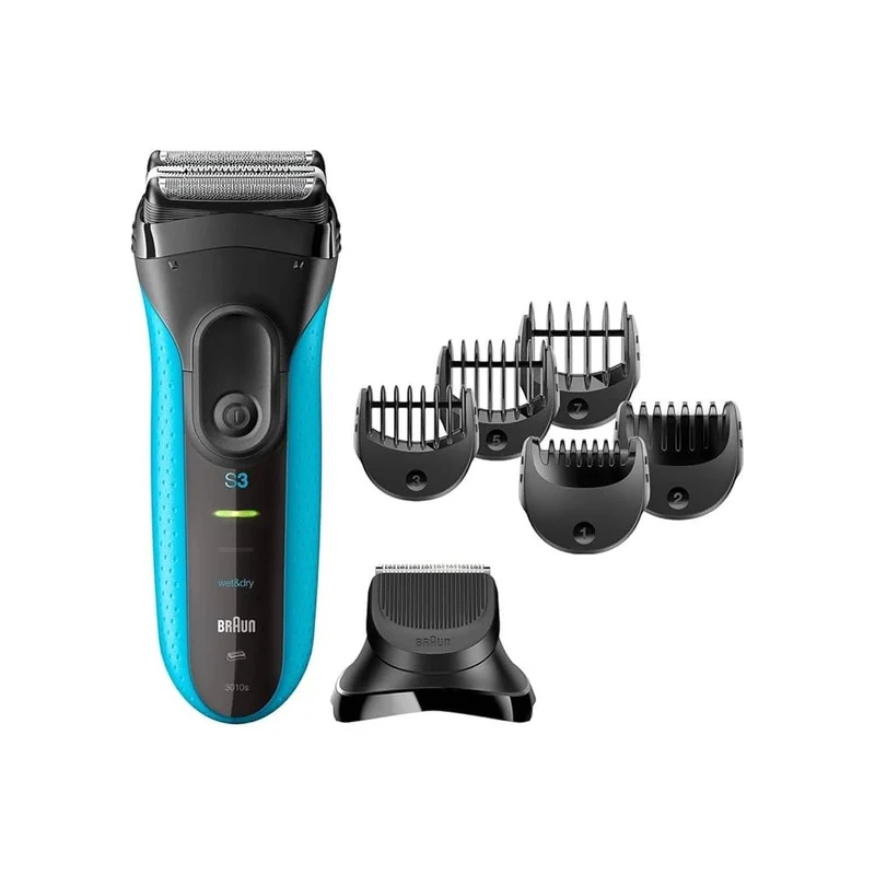 Braun Series 3 3010BT Rasoio Elettrico Uomo Wet&Dry Nero/Blu con Trimmer