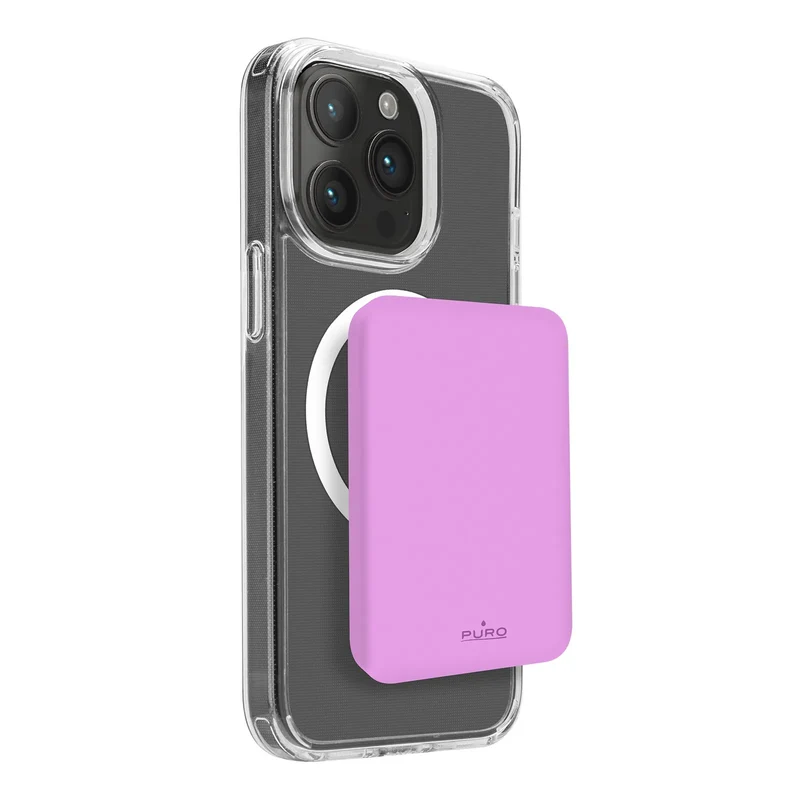 Puro Power Bank Mini MagSafe 4200mAh Carica Wireless 15W USB-C Rosa per iPhone