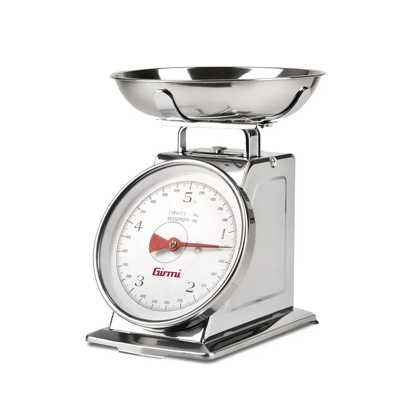 Girmi Bilancia da cucina meccanica PS90 in acciaio inox, capacità 5 kg, rettangolare