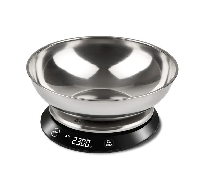 Girmi PS84 Bilancia da cucina elettronica 5kg nero e acciaio inox rotonda precisione 1g