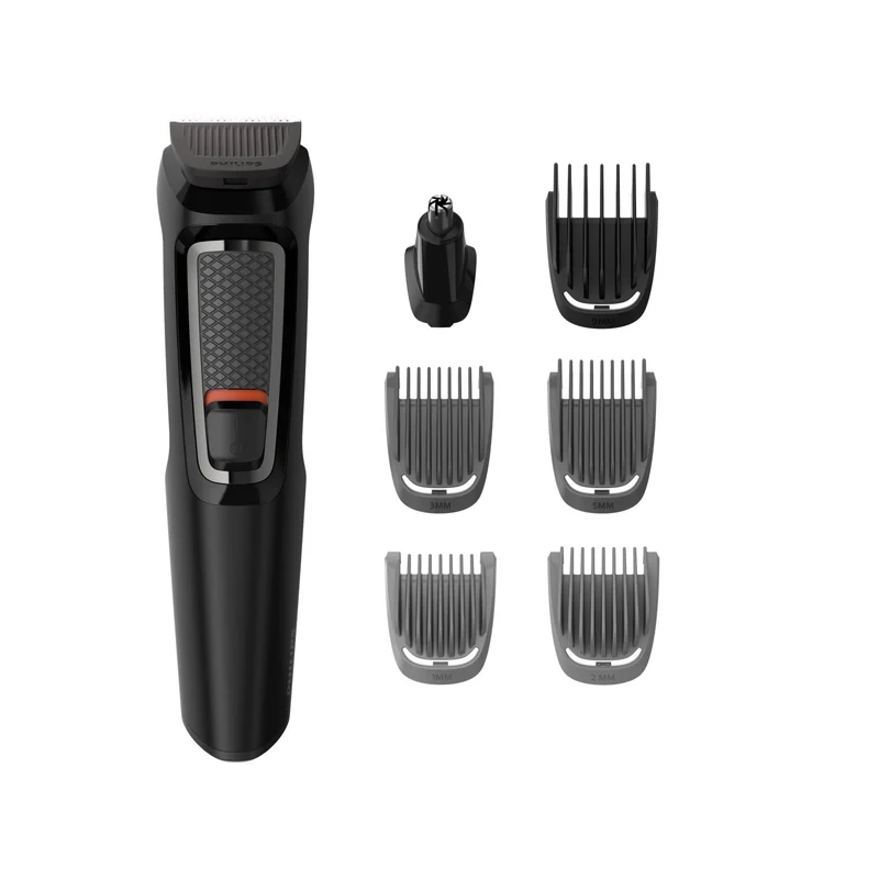 Philips Regolabarba Multigroom Series 3000 MG3721/14 - 7 Accessori, Lame Autoaffilanti in Acciaio Inox, Batteria 60 min, Nero