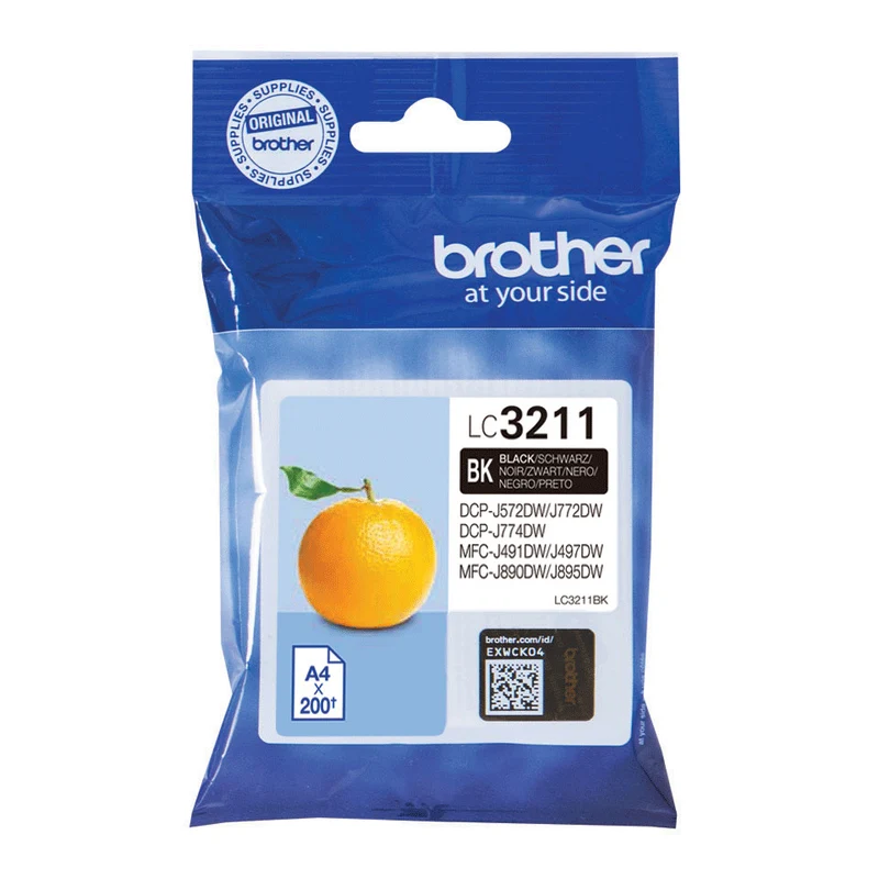 Brother Cartuccia Inkjet LC3211BK Nero Originale 200 pagine per DCP-J e MFC-J