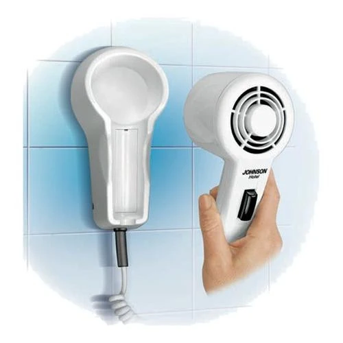 Johnson Asciugacapelli Hotel 1000W Bianco in Plastica 1 Velocità 1 Temperatura