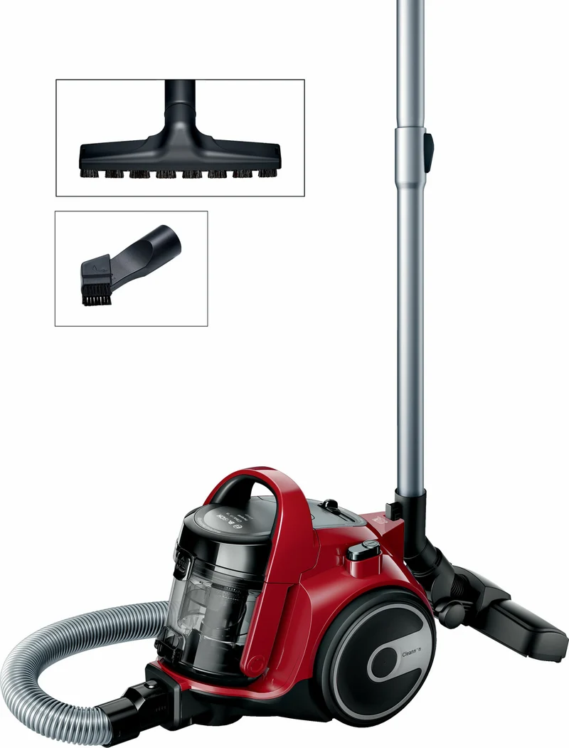 Bosch BGC05AAA2 Aspirapolvere Senza Sacco Ciclonico a Cilindro Rosso e Nero HEPA 12